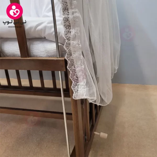 تخت کنار مادری سلیکا solika مدل 105 رنگ فندقی سرویس سفید