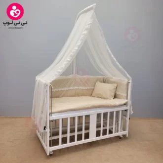 تخت کنار مادری سلیکا solika مدل 105 رنگ سفید سرویس کرم ویژه