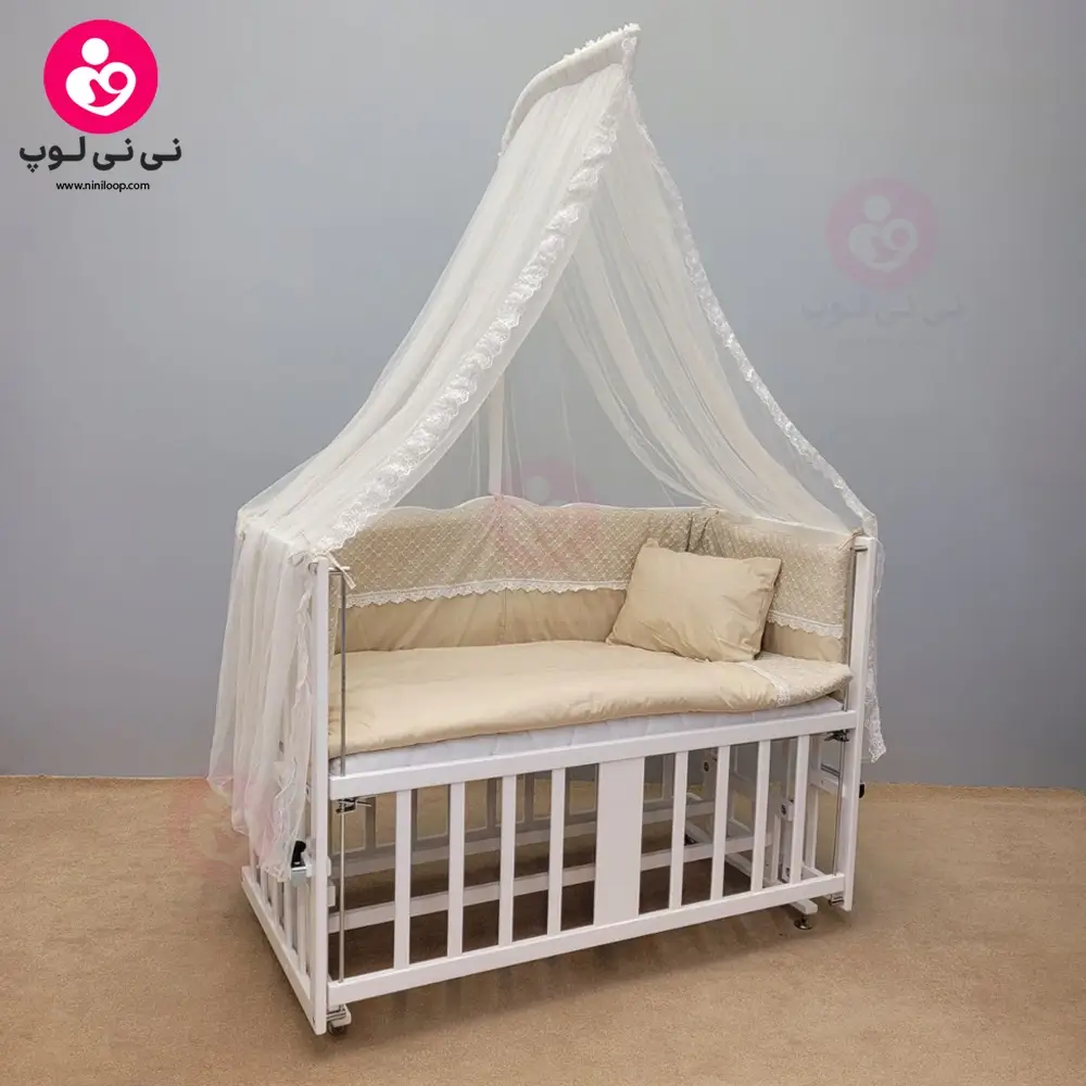 تخت کنار مادری سلیکا solika مدل 105 رنگ سفید سرویس کرم ویژه