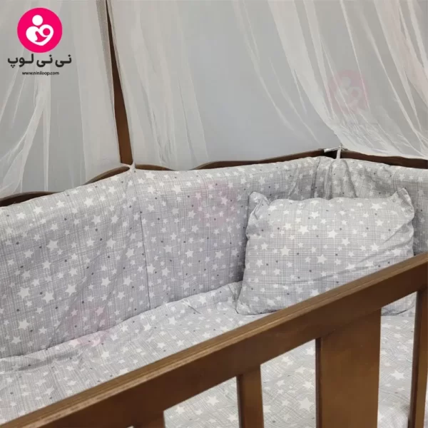 تخت کنار مادری سلیکا solika مدل 105 رنگ فندقی سرویس طوسی ستاره