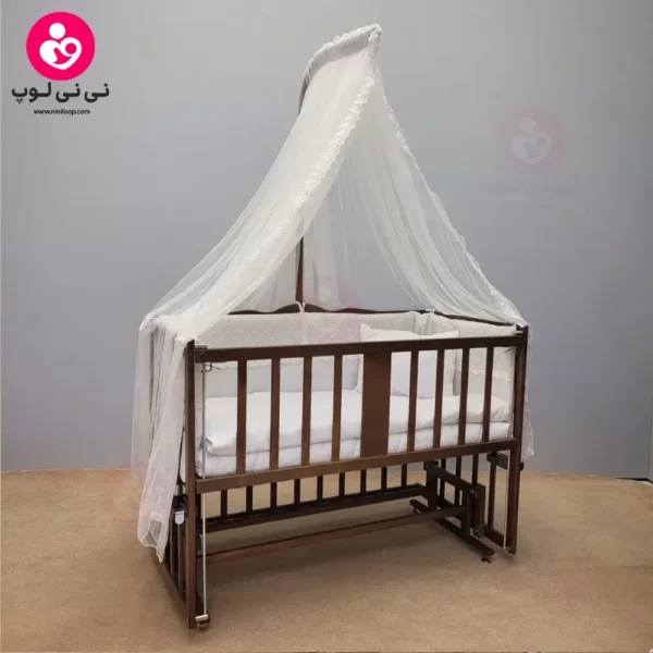 تخت کنار مادری سلیکا solika مدل 105 رنگ فندقی سرویس سفید ویژه