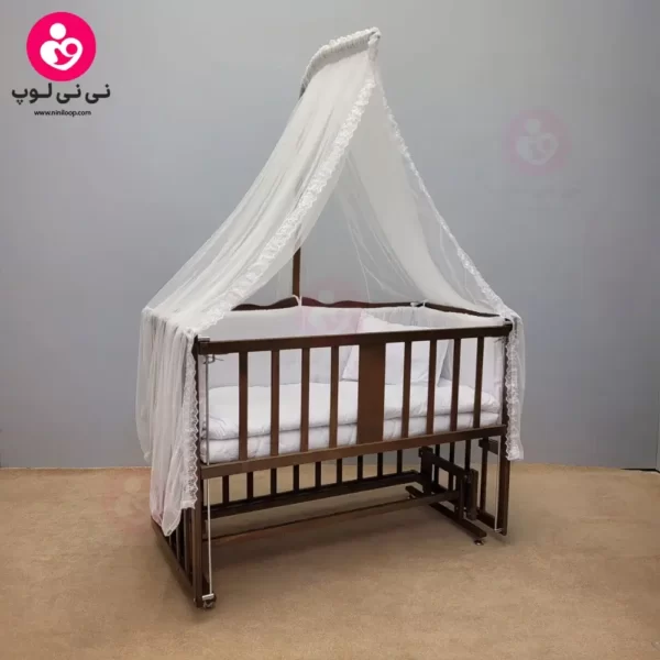 تخت کنار مادری سلیکا solika مدل 105 رنگ فندقی سرویس سفید