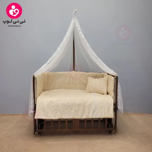 تخت کنار مادری سلیکا solika مدل 105 رنگ فندقی سرویس کرم ستاره