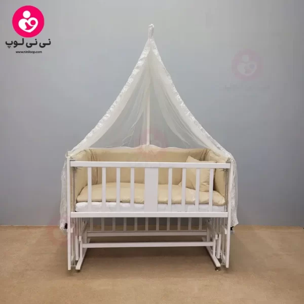 تخت کنار مادری سلیکا solika مدل 105 رنگ سفید کرم ساده