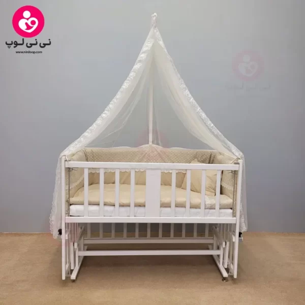 تخت کنار مادری سلیکا solika مدل 105 رنگ سفید سرویس کرم ویژه
