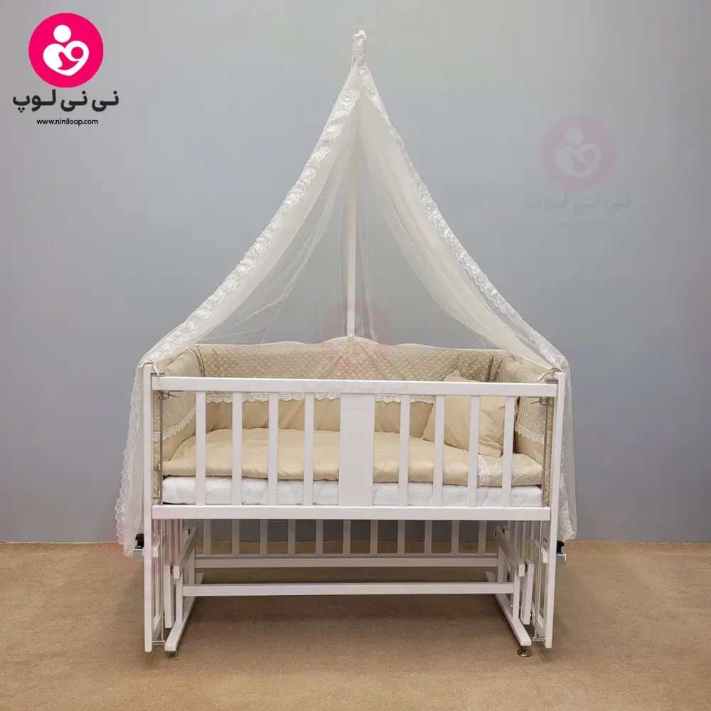 تخت کنار مادری سلیکا solika مدل 105 رنگ سفید سرویس کرم ویژه