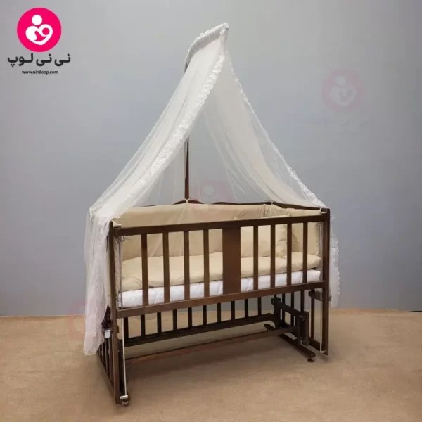 تخت کنار مادری سلیکا solika مدل 105 رنگ فندقی سرویس کرم