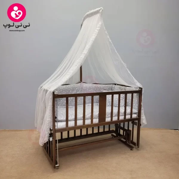 تخت کنار مادری سلیکا solika مدل 105 رنگ فندقی سرویس طوسی ستاره