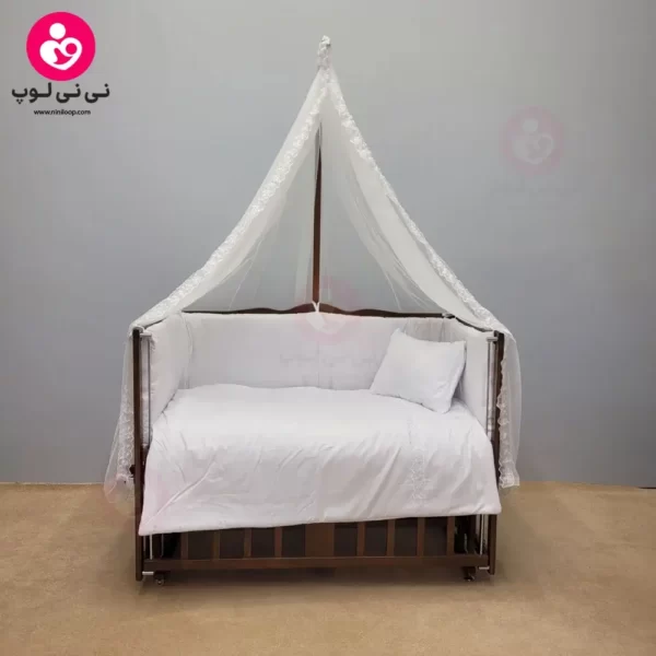 تخت کنار مادری سلیکا solika مدل 105 رنگ فندقی سرویس سفید
