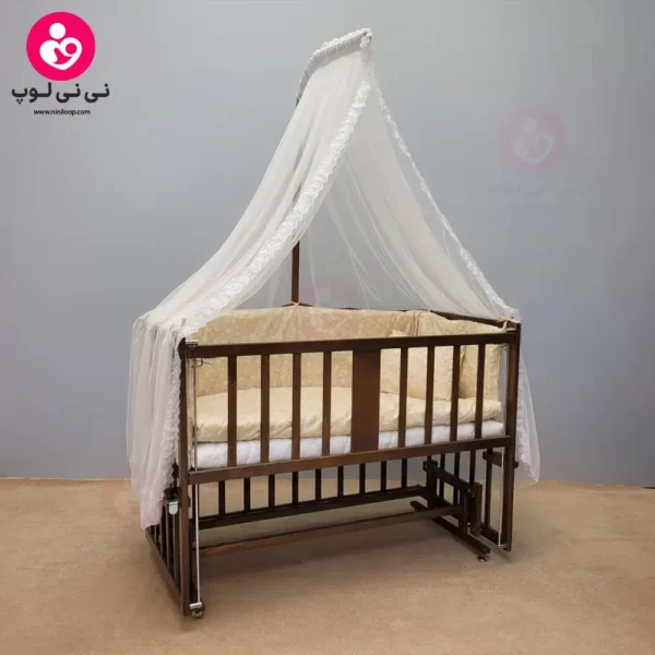 تخت کنار مادری سلیکا solika مدل 105 رنگ فندقی سرویس کرم ستاره