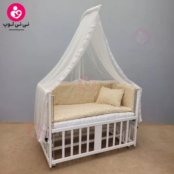 تخت کنار مادری سلیکا solika مدل 105 رنگ سفید کرم ستاره