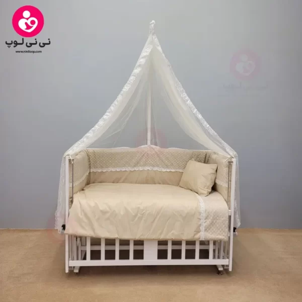 تخت کنار مادری سلیکا solika مدل 105 رنگ سفید سرویس کرم ویژه