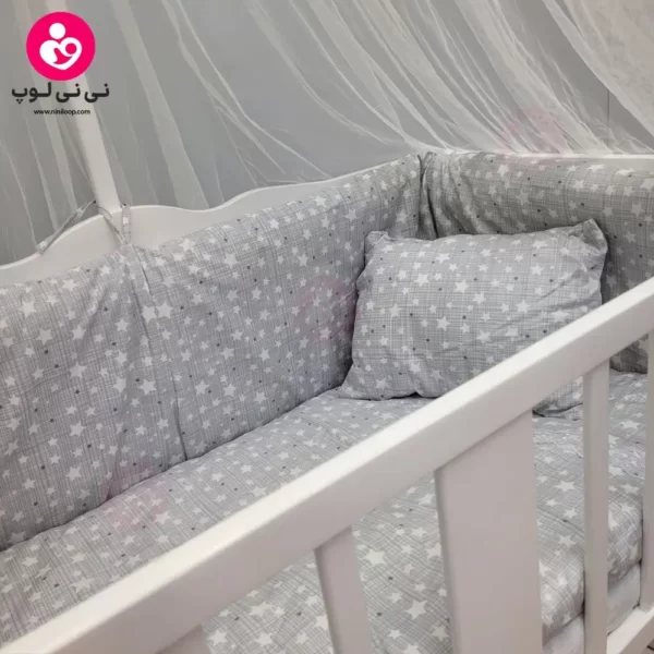 تخت کنار مادری سلیکا solika مدل 105 رنگ سفید سرویس طوسی ستاره