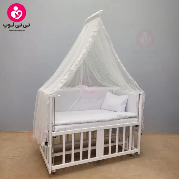 تخت کنار مادری سلیکا solika مدل 105 رنگ سفید سرویس سفید ساده