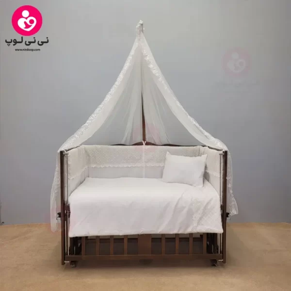 تخت کنار مادری سلیکا solika مدل 105 رنگ فندقی سرویس سفید ویژه