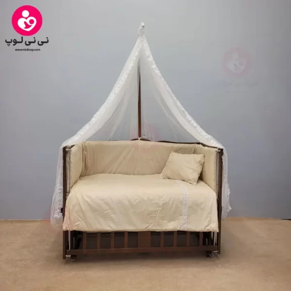 تخت کنار مادری سلیکا solika مدل 105 رنگ فندقی سرویس کرم