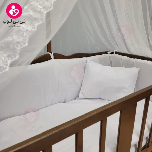تخت کنار مادری سلیکا solika مدل 105 رنگ فندقی سرویس سفید