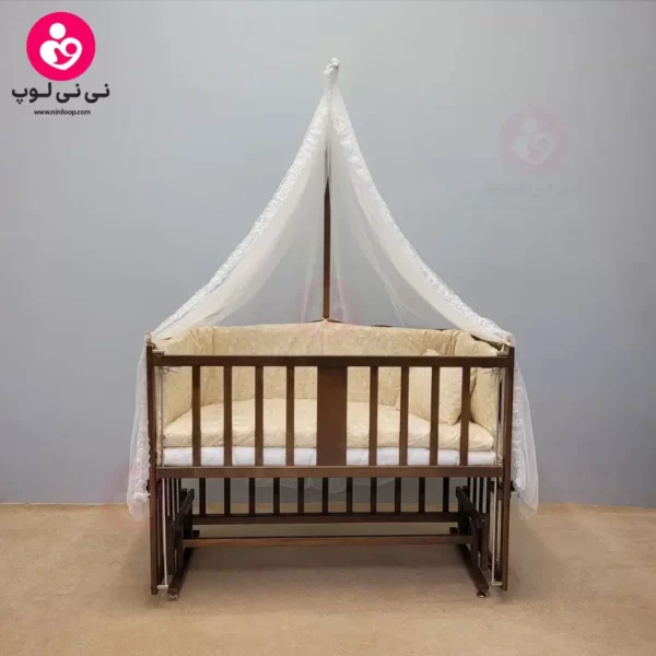 تخت کنار مادری سلیکا solika مدل 105 رنگ فندقی سرویس کرم ستاره