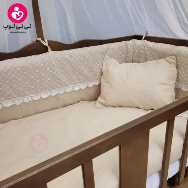 تخت کنار مادری سلیکا solika مدل 105 رنگ فندقی پارچه کرم ویژه