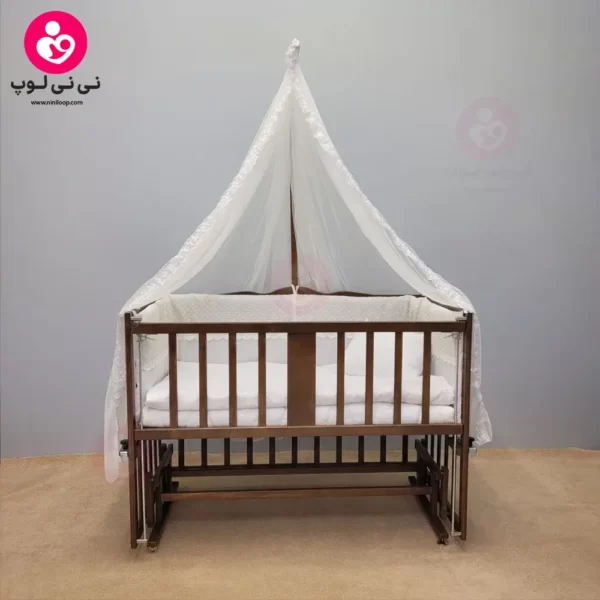 تخت کنار مادری سلیکا solika مدل 105 رنگ فندقی سرویس سفید ویژه