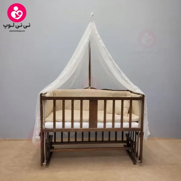 تخت کنار مادری سلیکا solika مدل 105 رنگ فندقی سرویس کرم