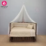 تخت کنار مادری سلیکا solika مدل 105 رنگ فندقی پارچه کرم ویژه
