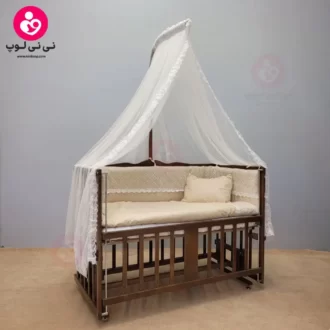 تخت کنار مادری سلیکا solika مدل 105 رنگ فندقی پارچه کرم ویژه