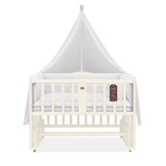 تخت کنار مادر چوبی سلیکا وود Solika wood مدل ساینا 90رنگ کرم با سرویس خواب سفید