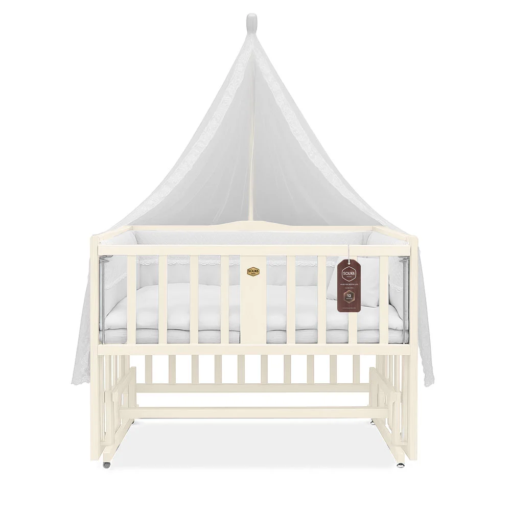 تخت کنار مادر چوبی سلیکا وود Solika wood مدل ساینا 90رنگ کرم با سرویس خواب سفید