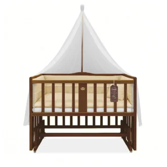 تخت کنار مادر چوبی سلیکا وود Solika wood مدل ساینا 90رنگ فندقی با سرویس خواب کرم