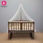 تخت کنار مادری سلیکا solika مدل 105 رنگ فندقی پارچه کرم ویژه
