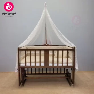 تخت کنار مادری سلیکا solika مدل 105 رنگ فندقی پارچه کرم ویژه