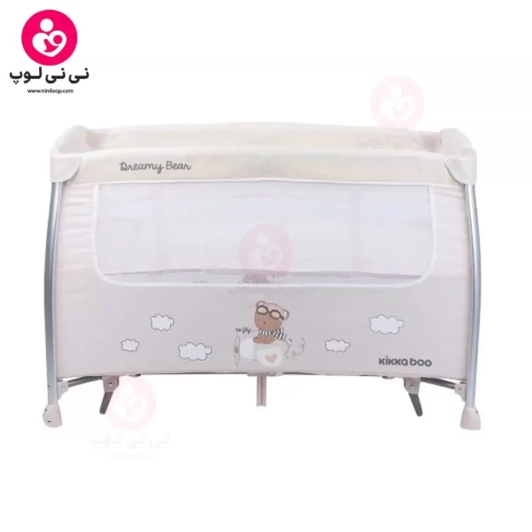 تخت و پارک کودک کیکابو مدل Dreamy Bear 2 levels (دریمی بر) کرم