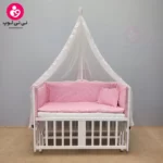 تخت کنار مادری سلیکا solika مدل 105 رنگ سفید سرویس صورتی ستاره