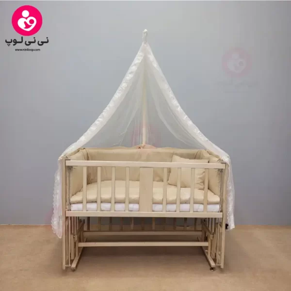 تخت کنار مادری سلیکا solika مدل 105 رنگ چوب رنگ سرویس کرم ساده