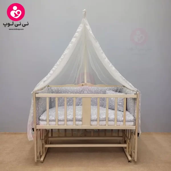 تخت کنار مادری سلیکا solika مدل 105 رنگ چوب رنگ سرویس طوسی ستاره