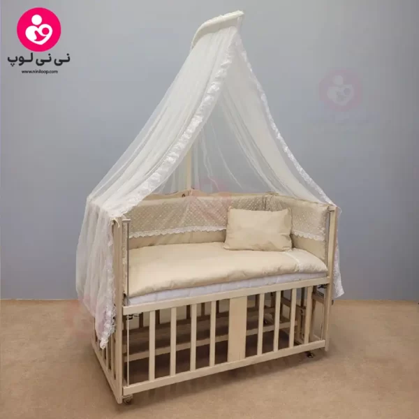 تخت کنار مادری سلیکا solika مدل 105 رنگ چوب رنگ سرویس کرم ویژه