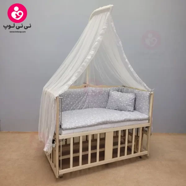 تخت کنار مادری سلیکا solika مدل 105 رنگ چوب رنگ سرویس طوسی ستاره