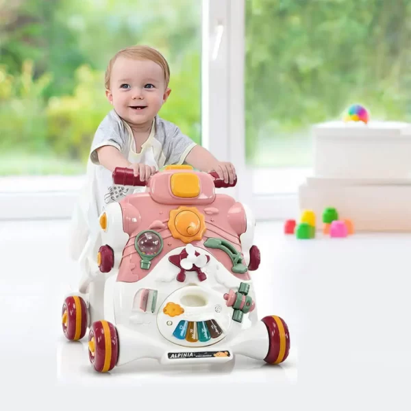 واکر کودک موزیکال 2 کاره فان ترولی Fun Trolley مدل 2in1 رنگ صورتی