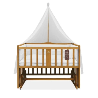 تخت کنار مادر چوبی سلیکا وود Solika wood مدل ساینا 105 رنگ تیک با سرویس خواب سفید