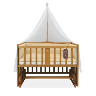 تخت کنار مادر چوبی سلیکا وود Solika wood مدل ساینا 105 رنگ تیک با سرویس خواب کرم