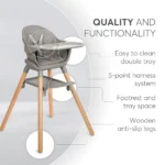 صندلی غذای کودک کیکابو Kikkaboo مدل Woody 6in1