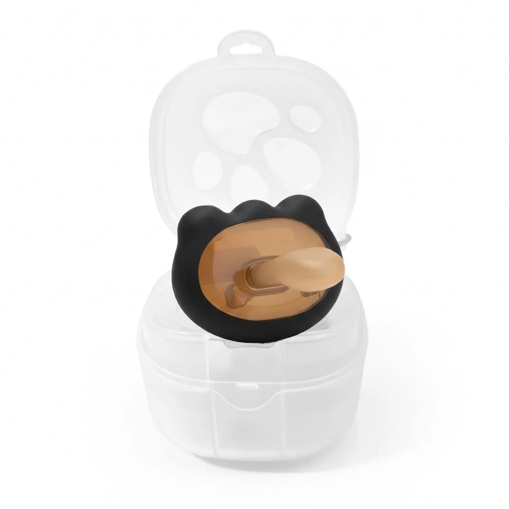 پستانک سیلیکونی بیبی کرون Baby Crown با قاب و بند سیلیکونی رنگ مشکی