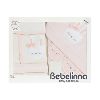 ست حوله نوزاد 4 تکه ببلینا Bebelinna طرح خرگوش صورتی