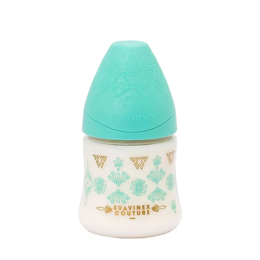 شیشه شیر سری گرد 150 میل سواوینکس Suavinex طرح وینتیج رنگ سبز