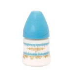شیشه شیر سری گرد 150 میل سواوینکس Suavinex طرح وینتیج رنگ آبی