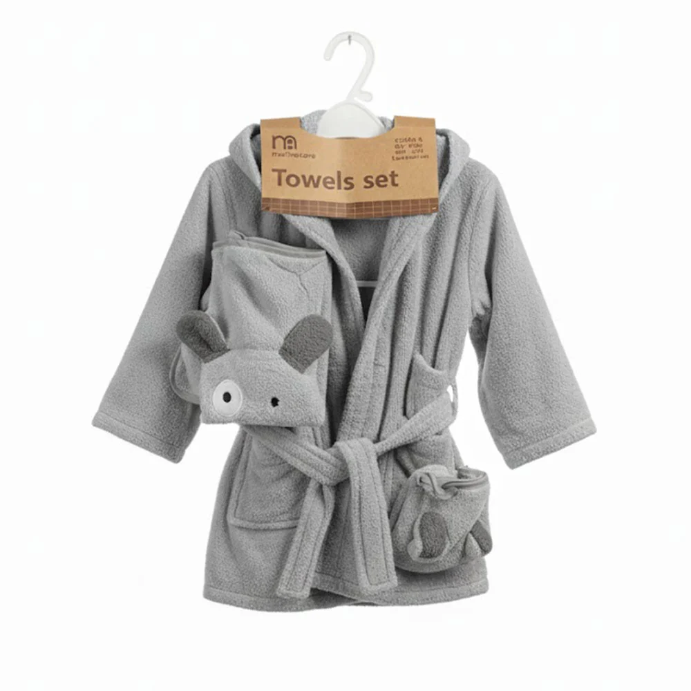 ست حوله نوزاد 5 تکه مادرکر Mothercare طرح تدی رنگ طوسی