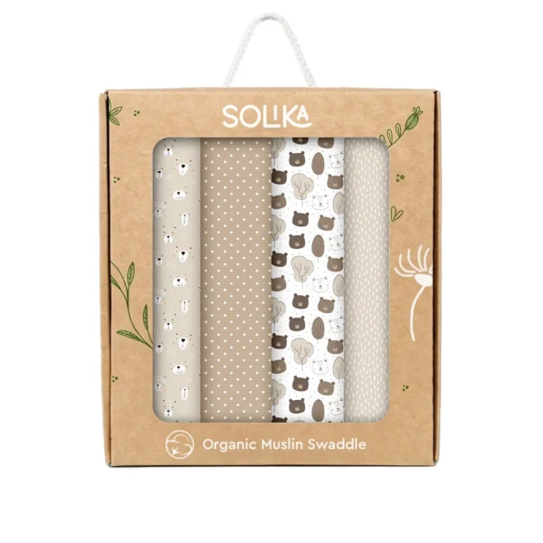 دستمال خشک کن نوزاد سلیکا وود Solika Wood تدی و جنگل بژ