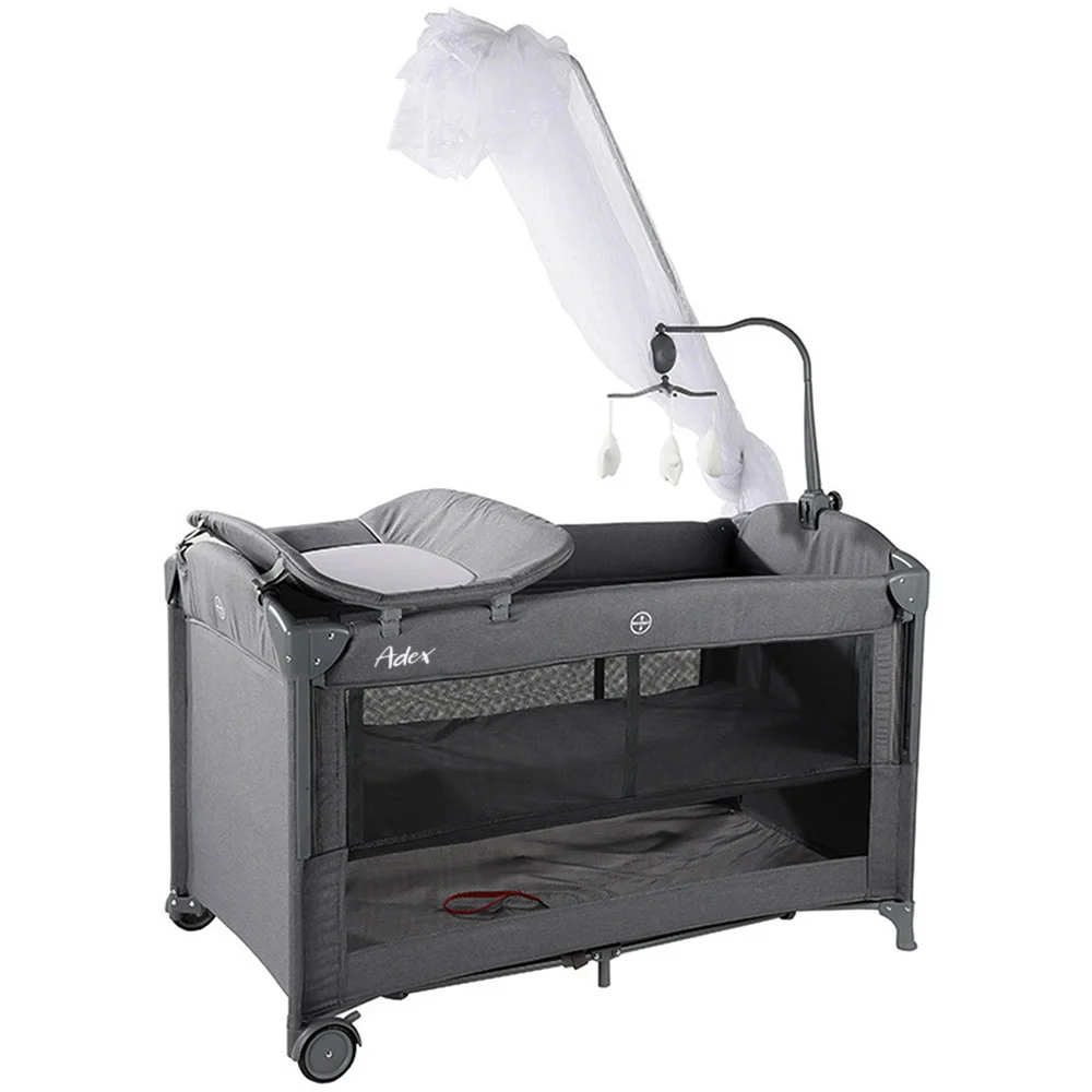 تخت و پارک نوزاد ادکس Adex مدل T702L رنگ طوسی تیره