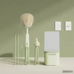 ست شیشه شور و نی شور سیلیکونی مدل Premium 4in1 رنگ سبز
